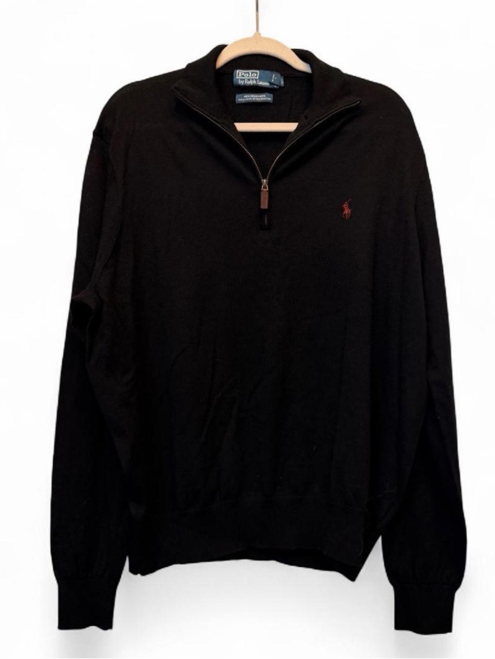 Polo by Ralph Lauren Mens Black Half-Zip Sweater-Size XXL